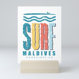 Surf in Maldives Mini Art Print
