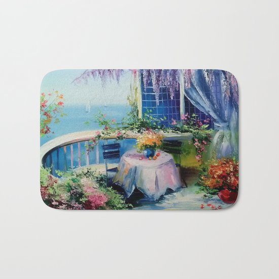 On the balcony of the sea Bath Mat