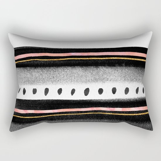 Pattern Play / Pink, Gold & Black Rectangular Pillow