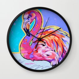 Flamingo Under the Sun Wall Clock