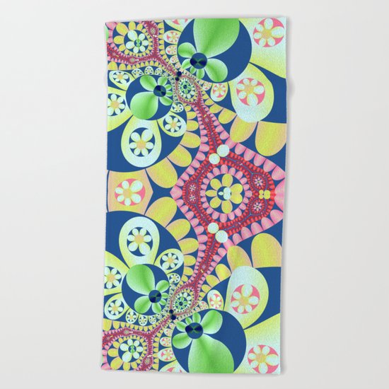 Floral fantasy pattern design Beach Towel