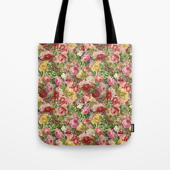 Vintage Retro flower pattern old fashioned Tote Bag