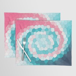 Red White Blue Swirly Stained Glass Abstract Art Placemat