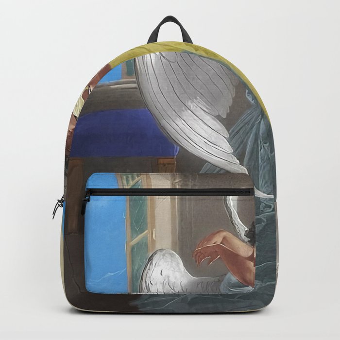 The lovers; the kiss angelic romantic encounter portrait painting by Mihály Zichy Backpack