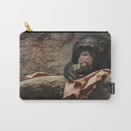 bored chimpanzee monkey animal zoo Carry-All Pouch