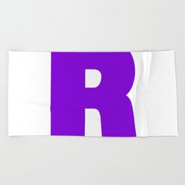 R (Violet & White Letter) Beach Towel