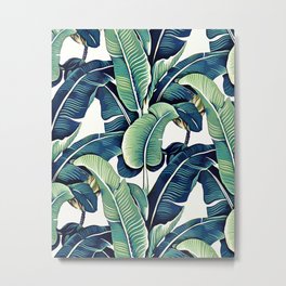 Banana leaves Metal Print | White, Leaves, Painting, Abstract, Hawaii, Acrylic, Resort, Tropical, Illustration, Boho 