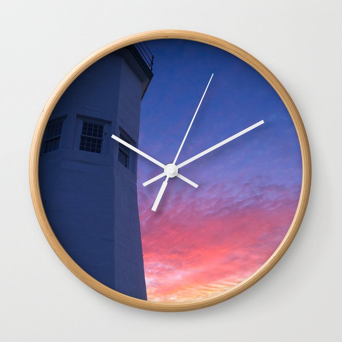 Sunset At Scituate Lighthouse Wall Clock