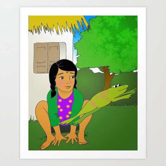 Keya in Frog Pose Art Print