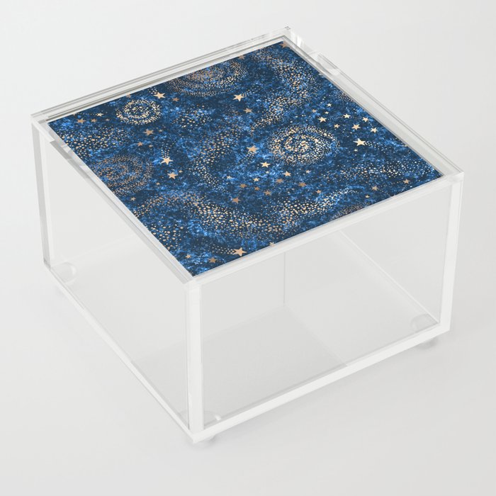 Magical Starry Night Sky Golden Cosmic Swirls Acrylic Box