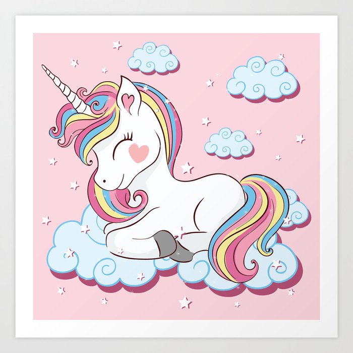 Cute unicorn illustration. Art Print