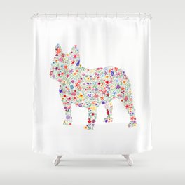 French Bulldog Floral Watercolor Shower Curtain