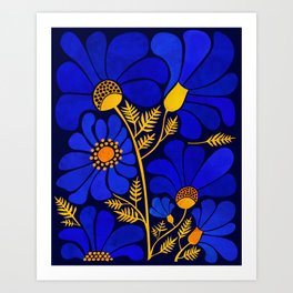 Wildflower Garden Kunstdrucke | Daises, Wildflowers, Flowers, Gold, Happy, Cobalt, Design, Painting, Floral, Bright 