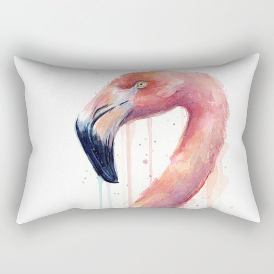 Flamingo Art Watercolor Rectangular Pillow