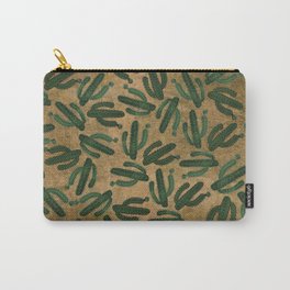 Modern trendy gold forest green cactus floral Carry-All Pouch