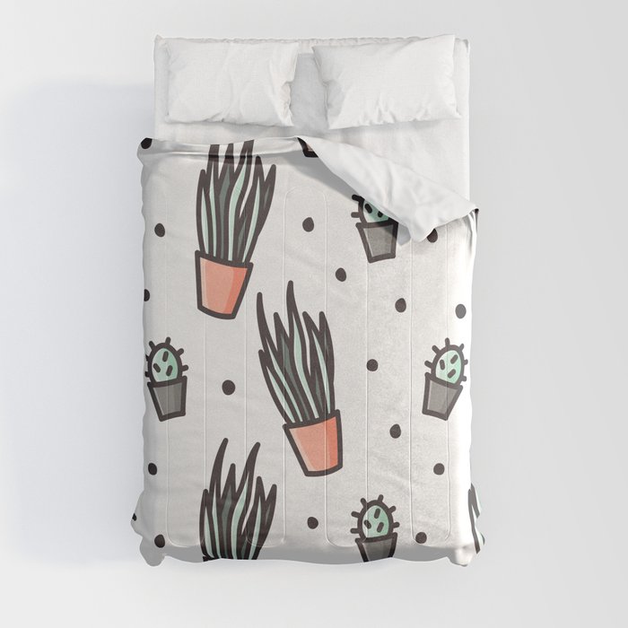 Sansevieria and cactus doodles Comforter