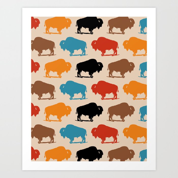 Buffalo Bison Pattern 278 Art Print