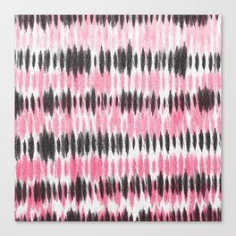 Black Pink Tie Dye Dashes Canvas Print