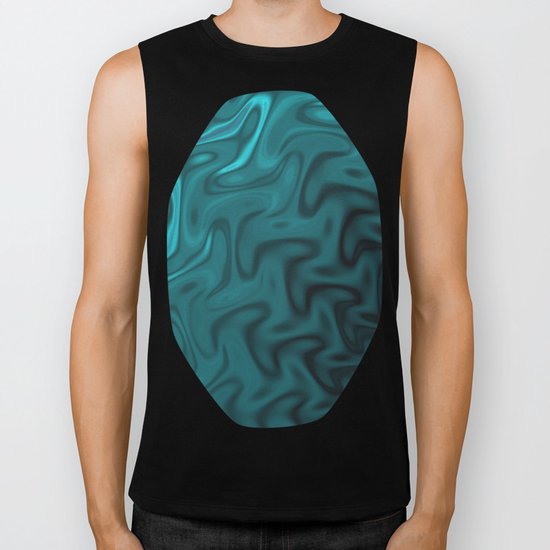 Ripples Fractal in Ocean Blue Biker Tank