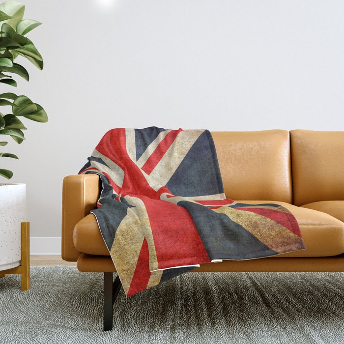 Vintage Union Jack British Flag Throw Blanket