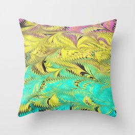 Rainbow Feather Water Marbling Throw Pillow