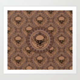 Flying Owl - Decorative Moon - pattern tile Art Print