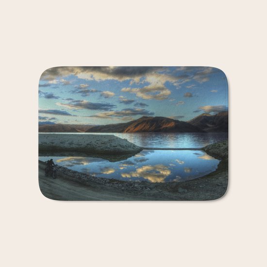 Rider at Pangong... Bath Mat