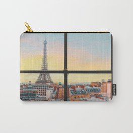 Window to Paris France Carry-All Pouch | Architecture, Europe, Paris, Vibrant, Sunset, City, Surreal, Adventure, Golden Hour, France 