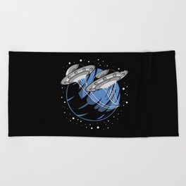Universe UFO Flying Saucers Beach Towel