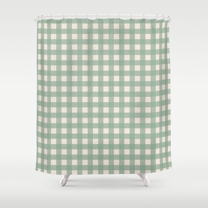 Buffalo Checks Plaid In Sage Green On Cream Shower Curtain By Fischerfinearts