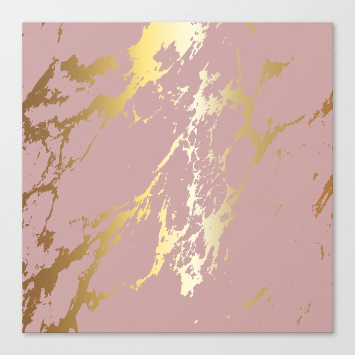 Shine Pink Golden Marble Modern Collection Canvas Print