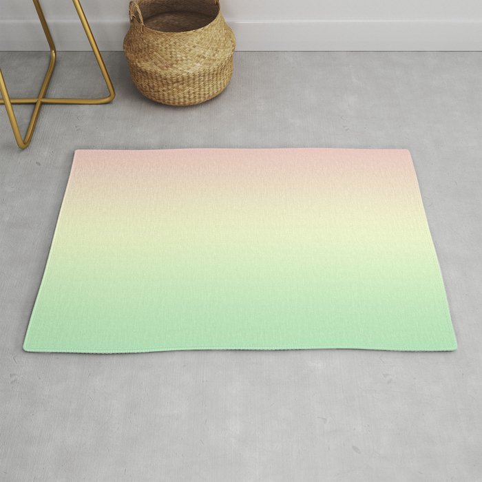 Gradient Pastel Ombre Neo Mint Yellow Pink Millennial Pale Pattern Spring Cute Soft Unicorn Texture Rug