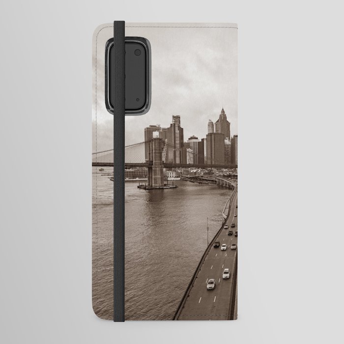 New York City and the Brooklyn Bridge | Sepia Travel Photography Android Wallet Case