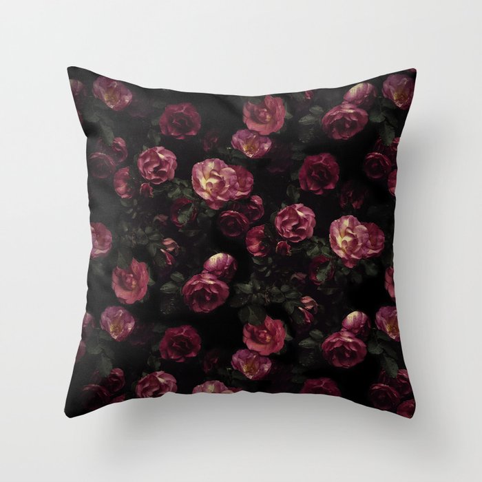 Moody Roses Throw Pillow
