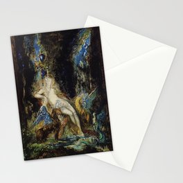 Seated woman with magical beasts painting Stationery Card