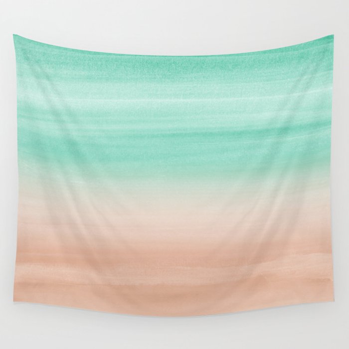 Touching Soft Emerald Beige Watercolor Abstract #1 #painting #decor #art #society6 Wall Tapestry
