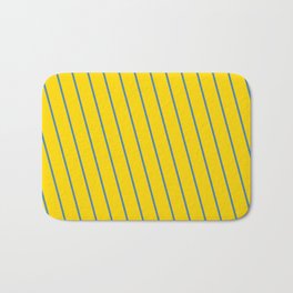 [ Thumbnail: Yellow & Blue Colored Lines Pattern Bath Mat ]