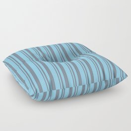 [ Thumbnail: Slate Gray & Sky Blue Colored Stripes/Lines Pattern Floor Pillow ]