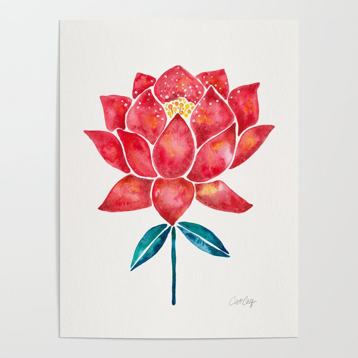Sacred Lotus – Red Blossom Poster