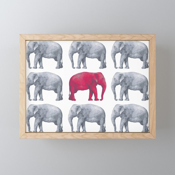 Elephants Red II Framed Mini Art Print