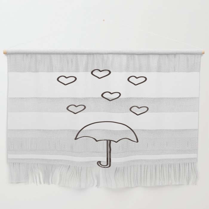 Minimal Designs: Heart and Umbrella Line Art Wall Hanging