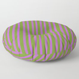 [ Thumbnail: Orchid & Green Colored Lines/Stripes Pattern Floor Pillow ]