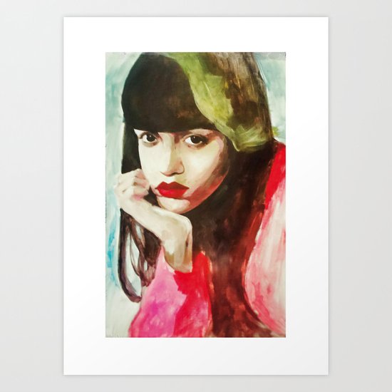 Girl with red lipstick Art Print
