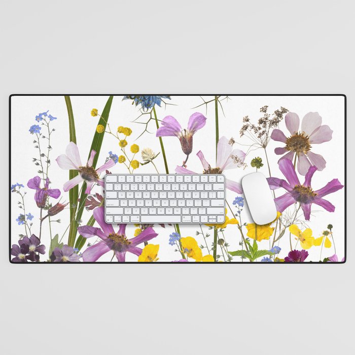 Pressed And Dried Midsummer Flowers Meadow Desk Mat