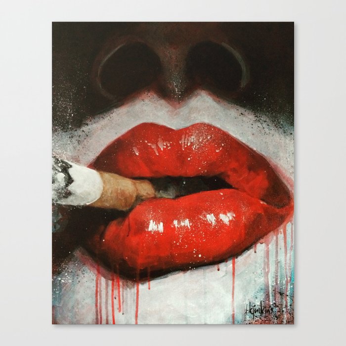 Noir lips Canvas Print