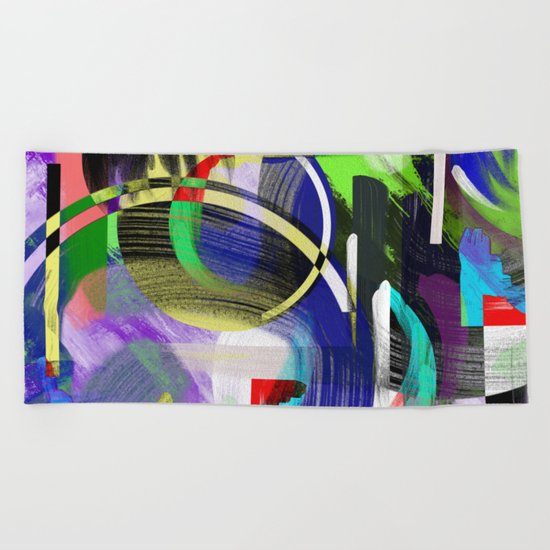 Try To Make Sense Of It All - Random, geometric, eclectic, abstract, colourful art Beach Towel