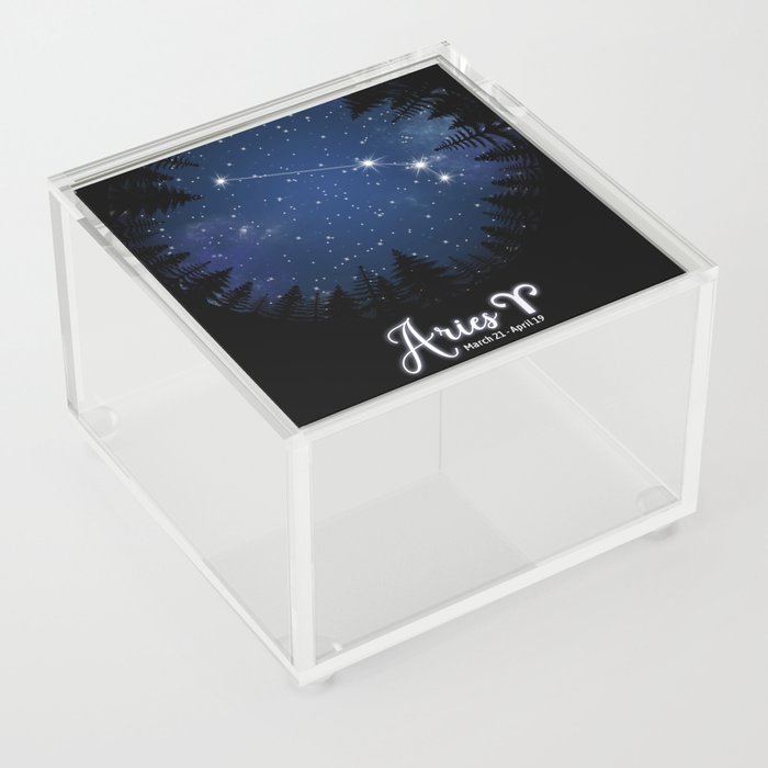 Zodiac Constellation - Aries with trees Acrylic Box