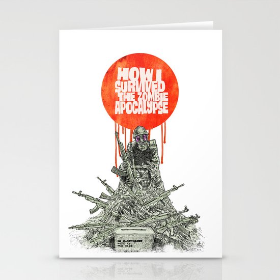 How I Survived The Zombie Apocalypse (colour option) Stationery Cards