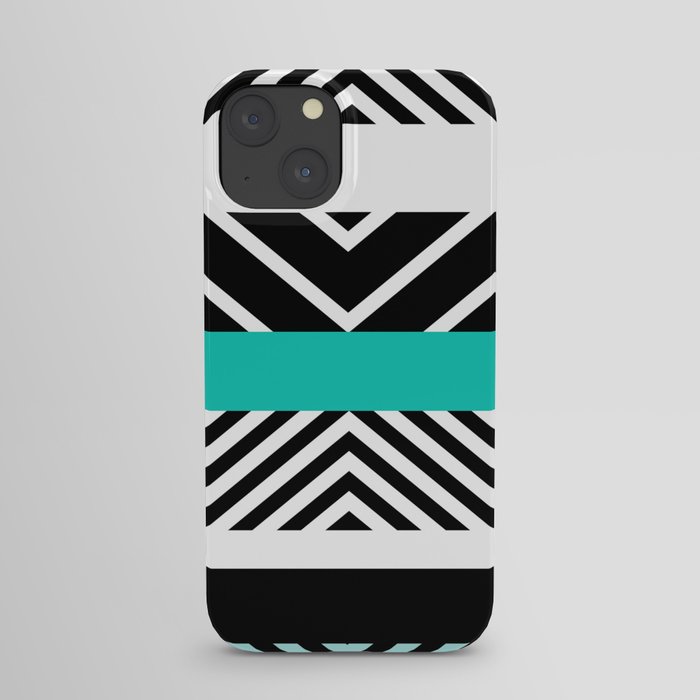 geometric  Stripes in blue iPhone Case