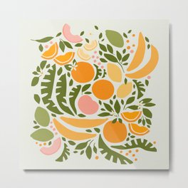 Modern Fruits / Retro Abstraction Metal Print | Fruit, Digital, Bold, Summer, Food, Banana, Colorful, Graphicdesign, Leaf, Plants 